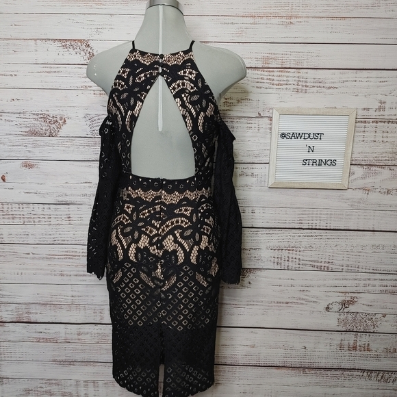BARDOT Mila lace cold shoulder dress S - Picture 6 of 15